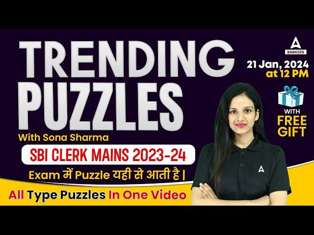 Reasoning Puzzles for Bank Exam | SBI Clerk Mains Reasoning Preparation | Reasoning By Sona Sharma