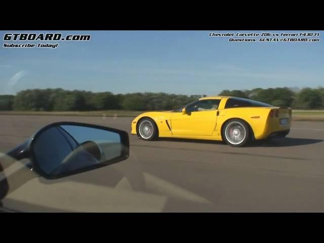 HD: Corvette Z06 vs Ferrari F430 F1 classic GTBOARD.com race now in HD