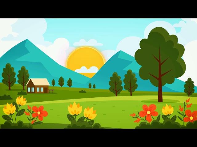 Free Animated Landscape Background (Sun, Tree ,Landscape, Garden)