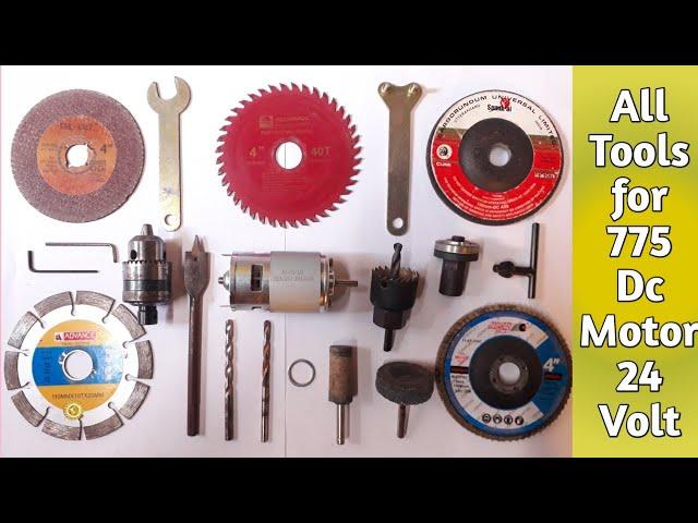 All Tools of 775 DC Motor, Cutting, Grinding, Drilling, Polishing, 24v 5 Amps Test