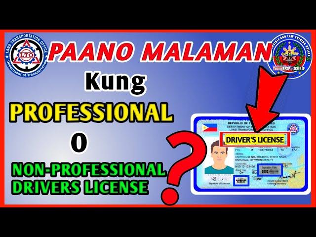 PAANO MALAMAN KUNG PROFESSIONAL O NON PROFESSIONAL DRIVERS LICENSE ANG ISANG LISENSYA???