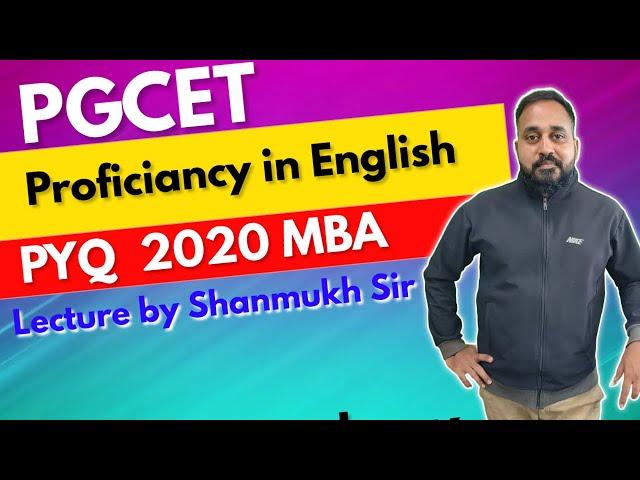 PGCET | MBA | MCA | Proficiency in English | Previous year question paper | 2020