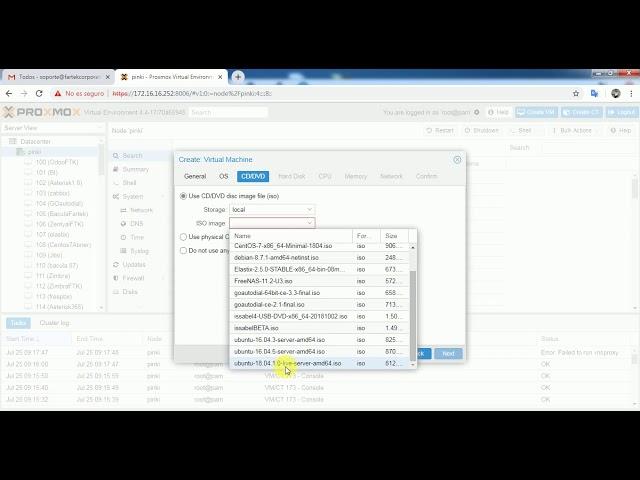 Como crear una Maquina Virtual en Proxmox