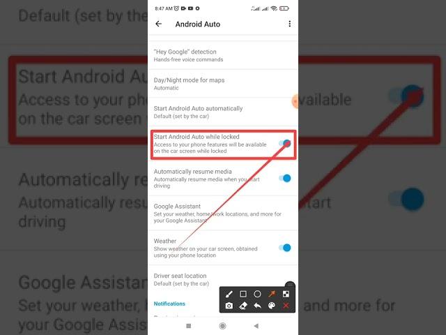 Start Android auto while locked mode not enable on Redmi note 10 and Android Phone 2022