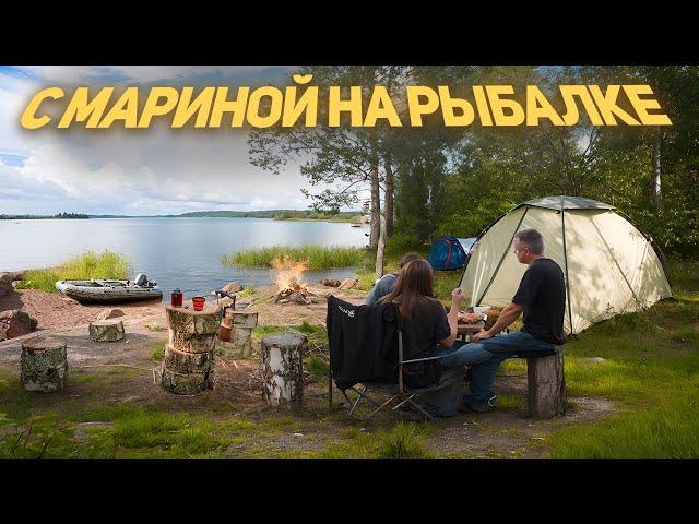 НАШЛИ НЕОБИТАЕМЫЙ КАМЕННЫЙ ОСТРОВ//РЫБАЛКА С МАРИНОЙ//ИСПЫТАНИЯ МОТОРА MIKATSU