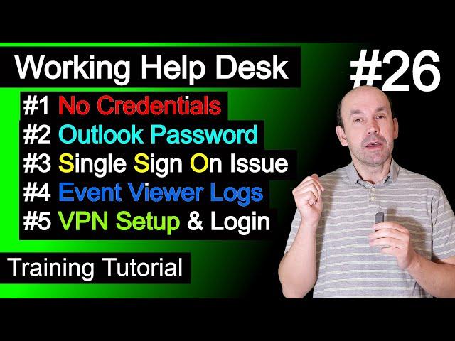 Help Desk Tickets, No Credentials Found, Outlook Password Prompt, SSO Problem, Using Event Viewer