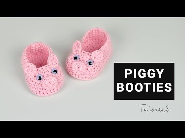 How to Crochet Piggy Baby Booties | Croby Patterns