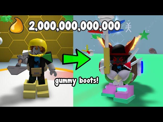 Rich Noob Got Gummy Boots & Demon Mask! 2 Trillion Honey & 48 Bees - Bee Swarm Simulator Roblox