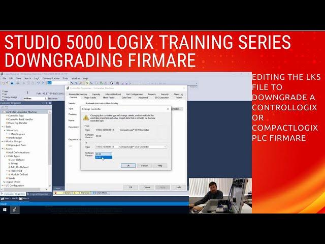 Studio 5000 Downgrade the Firmware of a Controllogix Compactlogix PLC