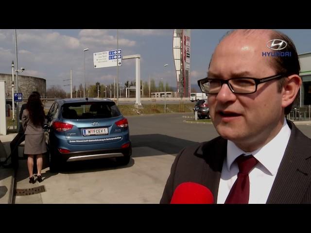 Hyundai bei der Eröffnung der OMV-Wasserstoff-Tankstelle Graz