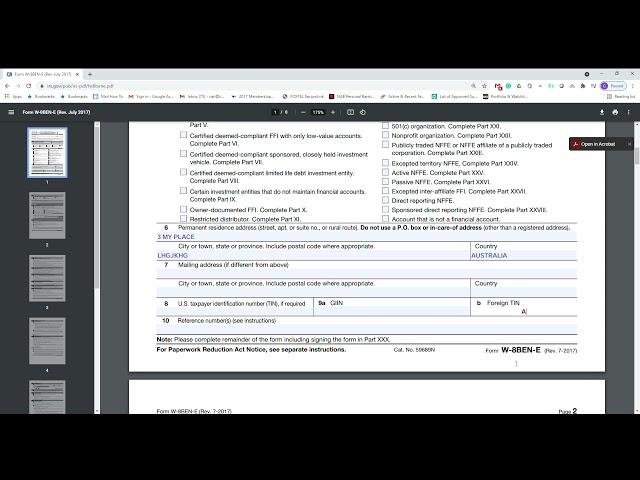 Form W-8BEN-E for SMSFs