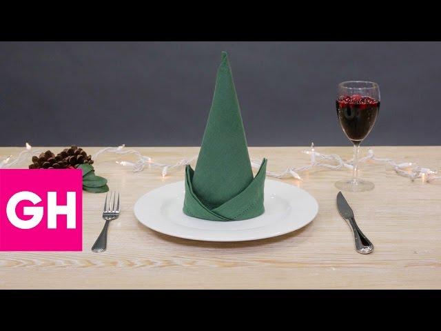 How To Fold a Elf Hat Napkin with @OrigamiTree