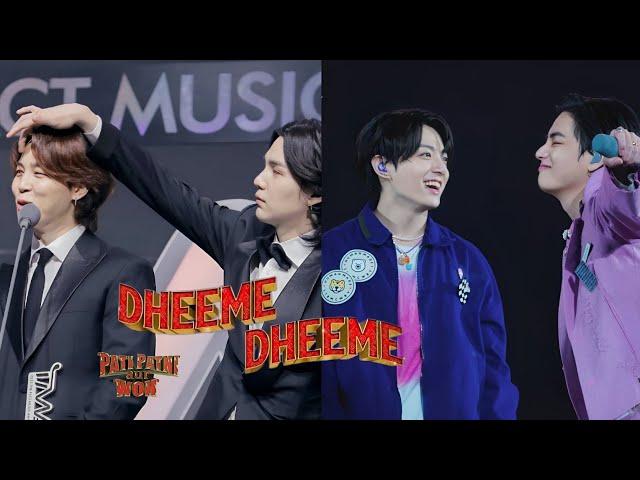 Dheeme Dheeme | BTS | TaeKook & YoonMin | Pati Patni Aur Woh | BTS Hindi Fmv