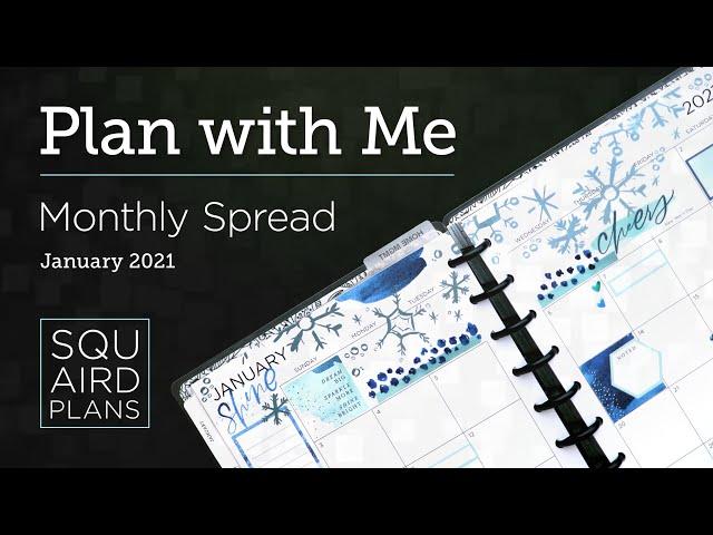 Plan with Me :: January 2021 :: Squaird Plans Monthly Spread :: Classic Happy Planner