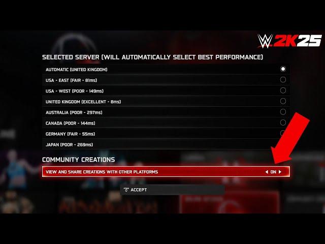 How To TURN ON Cross Platform Community Creations In WWE 2K25 (PS4, XB1 & PC - PS5 & XB Series X)