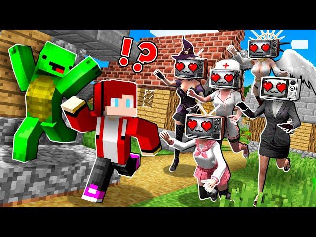 ALL TV WOMAN GIRLS FELL in LOVE with JJ and MIKEY in Minecraft - Maizen