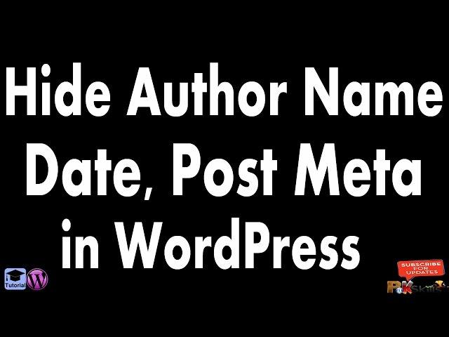 How to Hide Author Name from Posts and Category Page