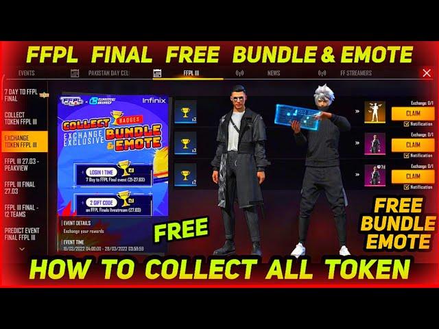 Free Fire FFPL Final Free Rewards | FFPL Final Emote | FFPL Final Bundle |How To Collect FFPL Tokens