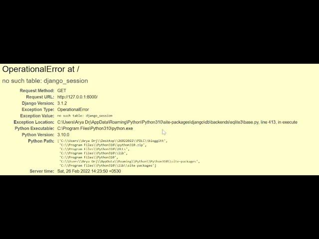 OperationalError at no such table: django_session | Django Error | Aryadrj | IT