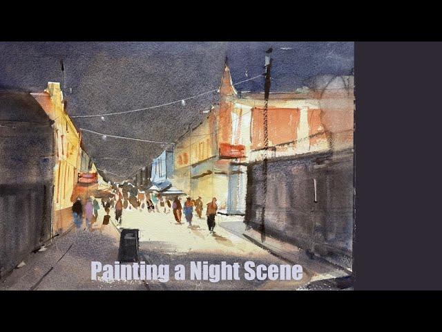 Painting  a night scene in watercolor