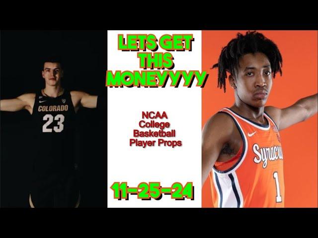 College Basketball Player Props Today! 11-25-24 #ncaabasketball #parlays #sports #prizepicks