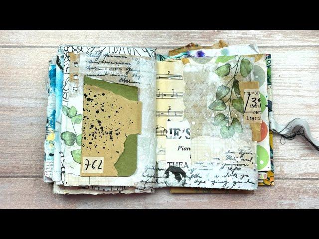 Art Journal Page: Neutral tones (and green) with Broken Pocket Focal Point | Mixed Media