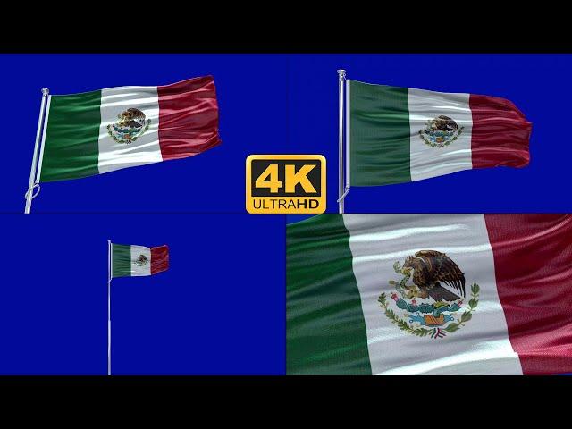 Mexico flag green screen 4k