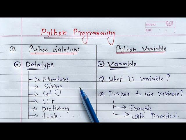 Python:- Datatypes and Variables | Learn Coding