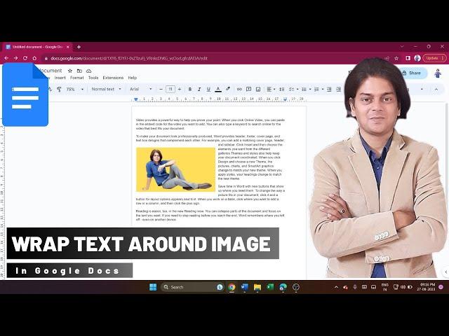 How do you wrap text around an image in Google Docs 2023? #googledocstutorial