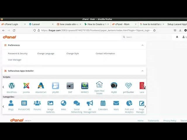 how to install laravel in cpanel via Softaculous