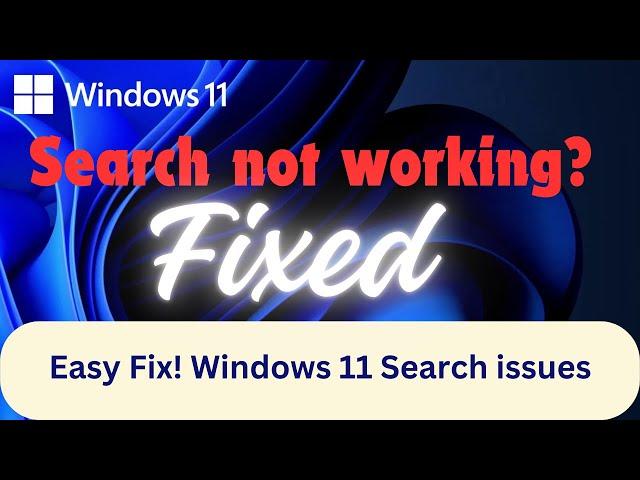 How to Solve Slow Search Problems in Windows 11 I Fix Windows 11 Search  issues