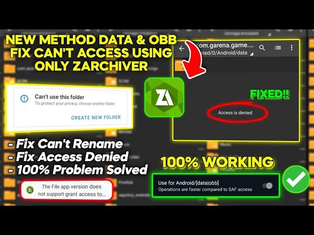 How To Fix Access Denied in ZArchiver Issue Fix DATA & OBB Can't Access | Fix Can't use this folder