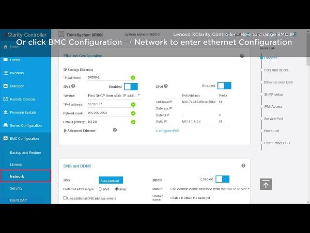 How to change BMC IP by XCC