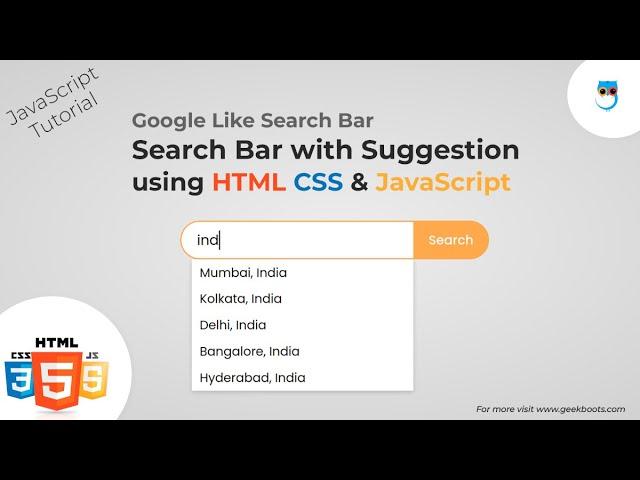 How to Build a Live Search Suggestion Box (Like Google) in HTML, CSS & JavaScript | Geekboots