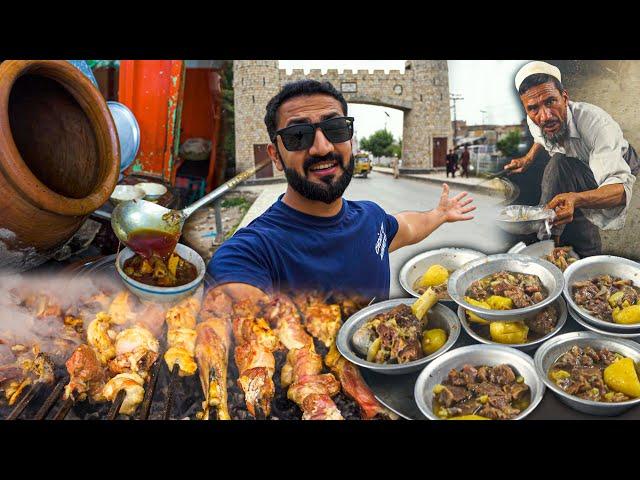 Ultimate STREET FOOD PESHAWAR Pakhton Tribal Food -- Mutton Roosh, Nika Paye, Pulao, Mutton Tikka