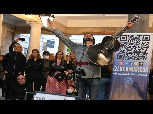 [4K] May 2022, Amazing guitarist busking Luca , Covent Garden, London