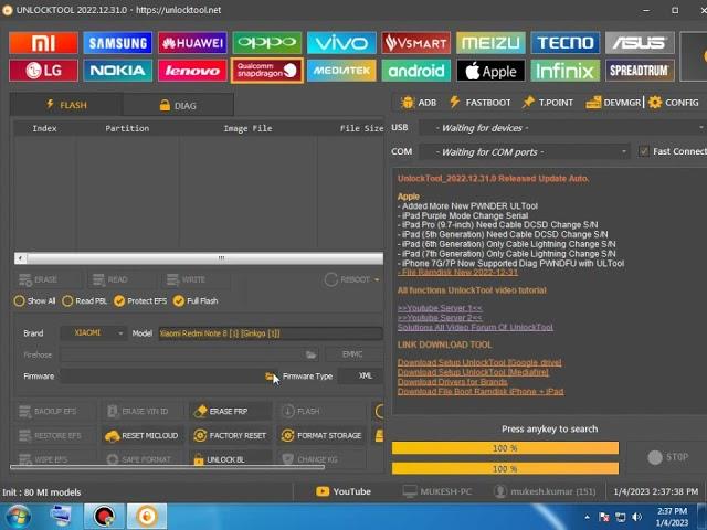 redmi not 8 full flashing by unlock tool  new 2023