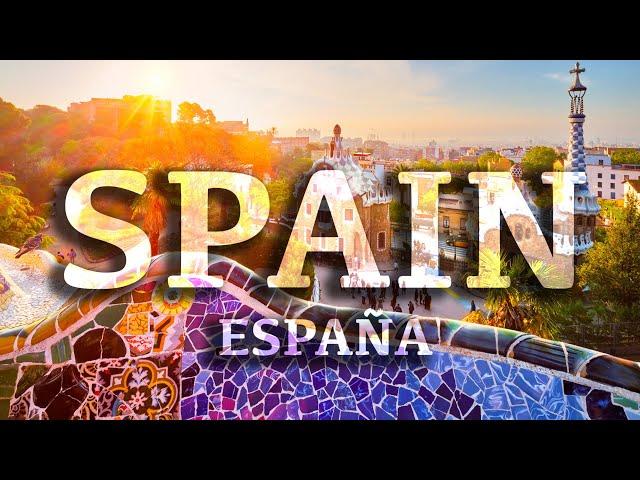 Spanish Music and the Most Beautiful Places in Spain. Aerial 4K scenics of Espana with titles