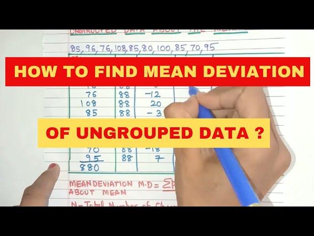 How to Calculate Mean Deviation of Ungrouped Data ? | Mean Deviation About Mean for Ungrouped Data