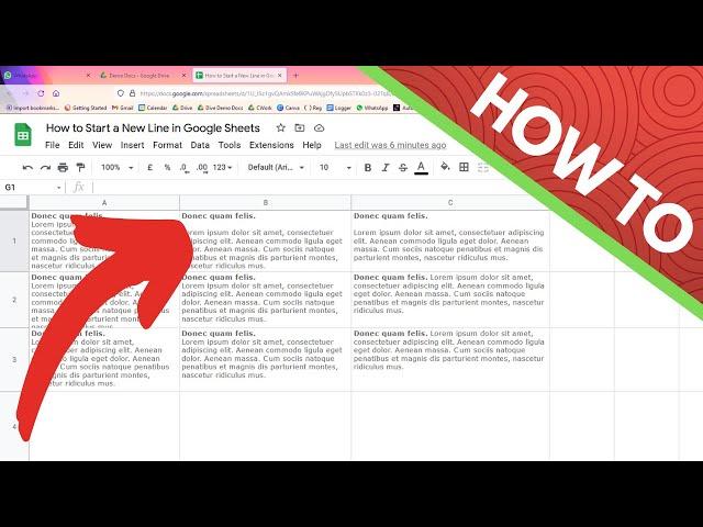 How to Start a New Line in Google Sheets