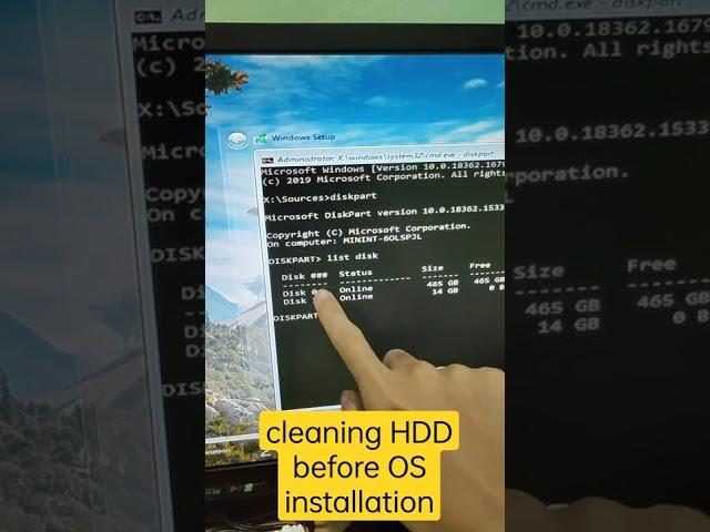 EASY-cleaning HDD before OS installation [CMD-Diskpart]; just press Shift+F10 to pullup CMD #shorts