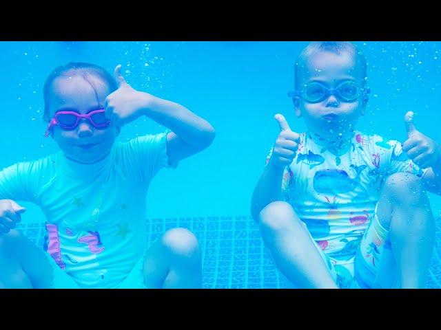 Gaby and Alex are going to SWIM In The POOL.  Mom Teaches Them Tow to SWIM