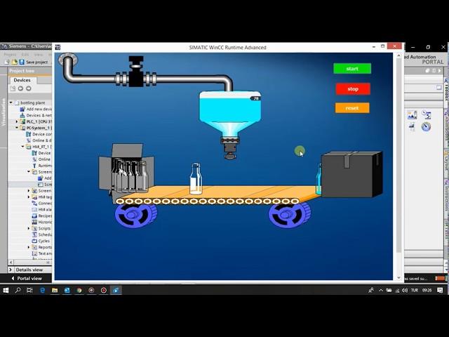 SIEMENS PLC WITH SCADA INTERFACING BOTTLING PLANT