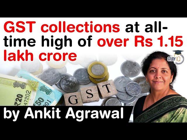 GST collections touch all time high of over Rs 1.15 Lakh Crore in December 2020 #UPSC #IAS