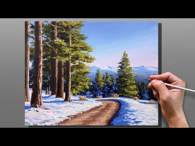 How to Paint "Winter Serenity" Landscape | Step-by-step Acrylic Painting