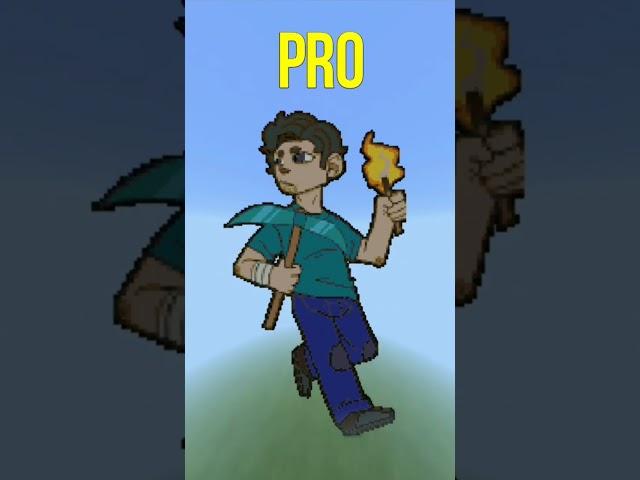 Steve NOOB vs PRO vs HACKER vs GOD Minecraft Pixel Art 