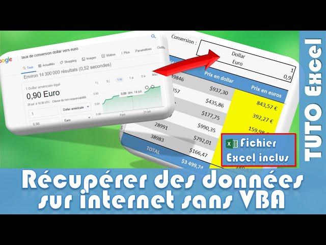 Comment récupérer des informations depuis internet sur Excel et sans macro VBA