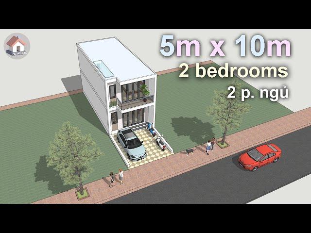 Two Storey House Design 5m x 10m, 2 bedrooms ● 3D House Design