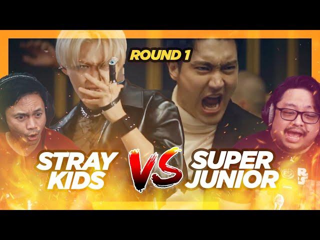 Round 1: Stray Kids 'MANIAC' VS SUPER JUNIOR 'Black Suit' MV Reaction & Review. Banger vs Banger.