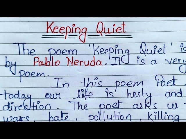 keeping quiet central idea class 12/central idea keeping quiet poem/keeping quiet central idea